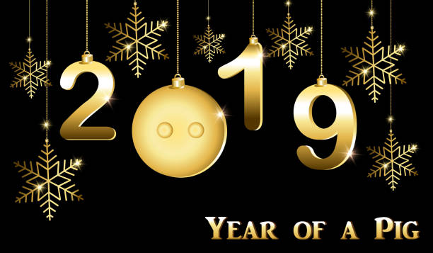 istock Greeting card with the New Year, the Year of the Pig 1022190632