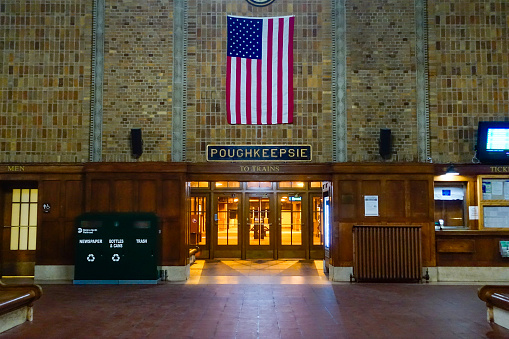 Poughkeepsie, New York, USA August 13, 2018 The Amtrak train station interior