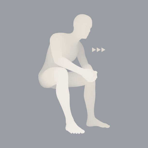 istock Man in a Thinker Pose. 3D Model of Man. Business, Science, Psychology or Philosophy Vector Illustration. 1022198888