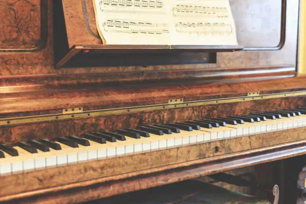 Ancient piano built with noble woods