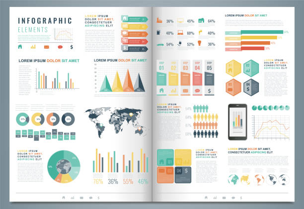 ilustrações, clipart, desenhos animados e ícones de elementos para infográficos com mapa-múndi e tabelas. vector - world economic forum