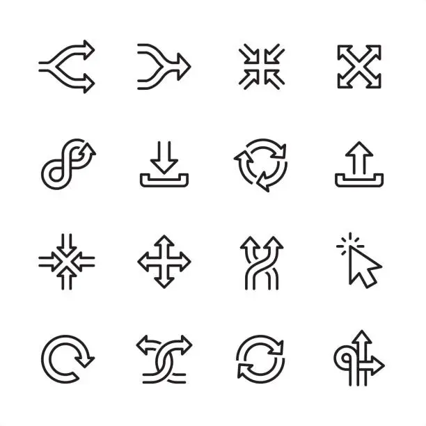 Vector illustration of UI Arrows - outline icon set