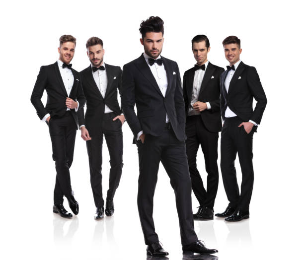 istock group of five handsome grooms with relaxed leader in front 1022218774