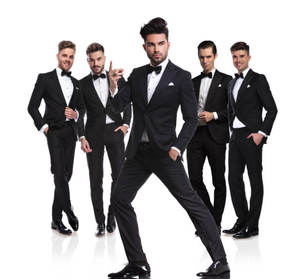 istock group of five groomsmen with leader snapping fingers in front 1022218932