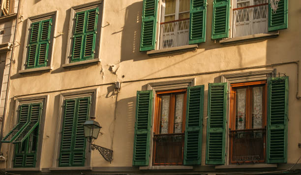istock Green windows on Florence building facade 1022219594