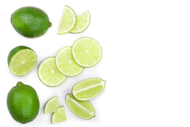istock sliced lime isolated on white background with copy space for your text.. Top view. Flat lay pattern 1022227628