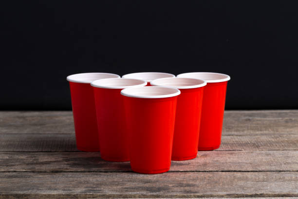 istock Game Beer Pong on wooden table 1022231154
