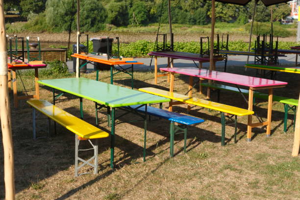 istock Benches and folding tables made of wood 1022233256