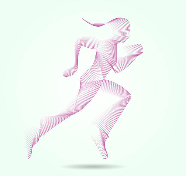 Run Women Running Women logo abstract silhouettes stock illustrations