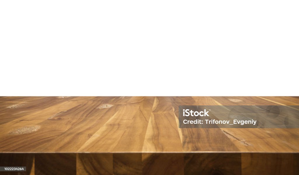 Holztisch isoliert auf weißem Hintergrund. - Lizenzfrei Tisch Stock-Foto