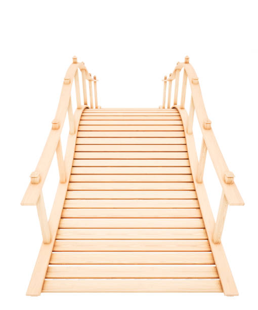 Decorative wooden bridge isolated on a white background. 3d rendering