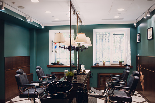 Barbershop with wooden interior