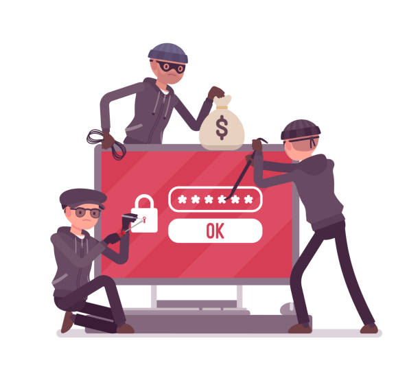 illustrations, cliparts, dessins animés et icônes de risque de piratage mot de passe - burglar thief internet security