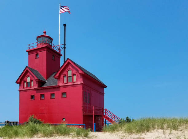 istock red lighthouse in Holland Michigan harbor 1022262758