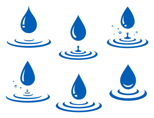 ilustraciones, imágenes clip art, dibujos animados e iconos de stock de conjunto de iconos de gota de agua azul y splash - drop set water vector