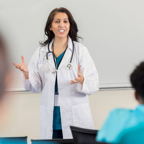 istock Cheerful medical professor delivers training lecture 1022278076