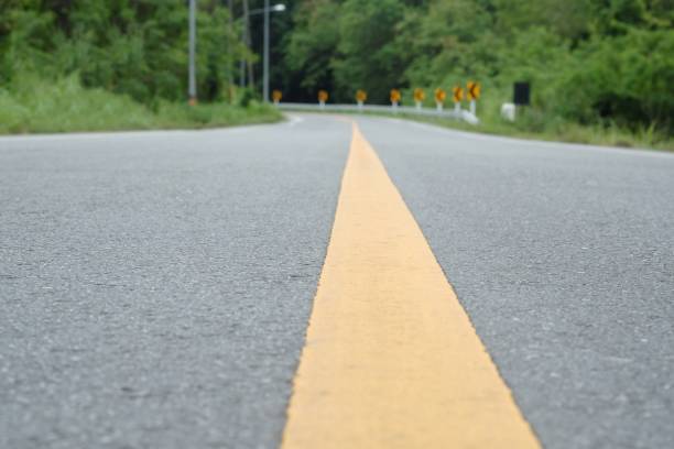 istock Yellow line for halfway road 1022284478