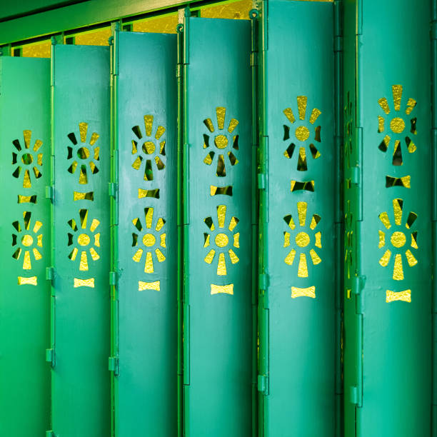 istock Close up green pattern metal shutter door 1022289984