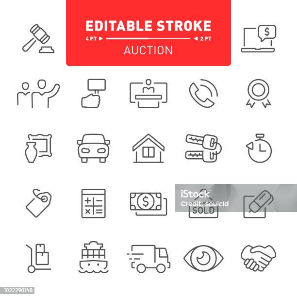 Auction Icons Stock Illustration - Download Image Now - Icon Symbol, Auction, Bid