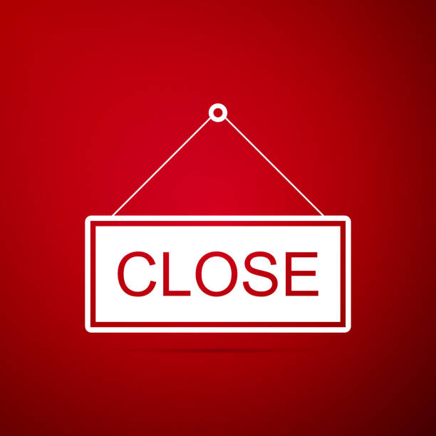 istock Hanging sign with text Close icon isolated on red background. Business theme for cafe or restaurant. Flat design. Vector Illustration 1022294944