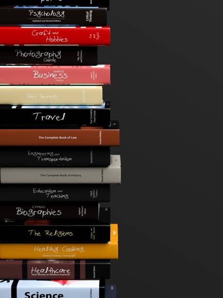 istock Stack of books with various subjects, isolated on black background. 1022301570
