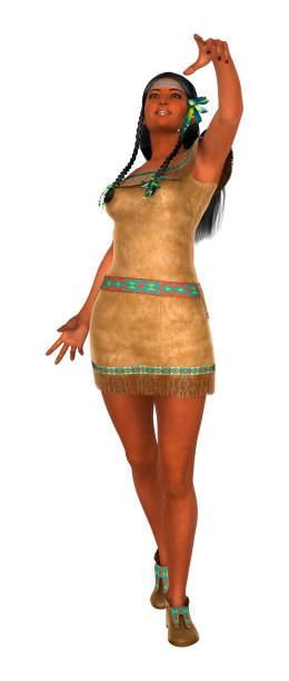 istock 3D illustration native American woman on white 1022301910