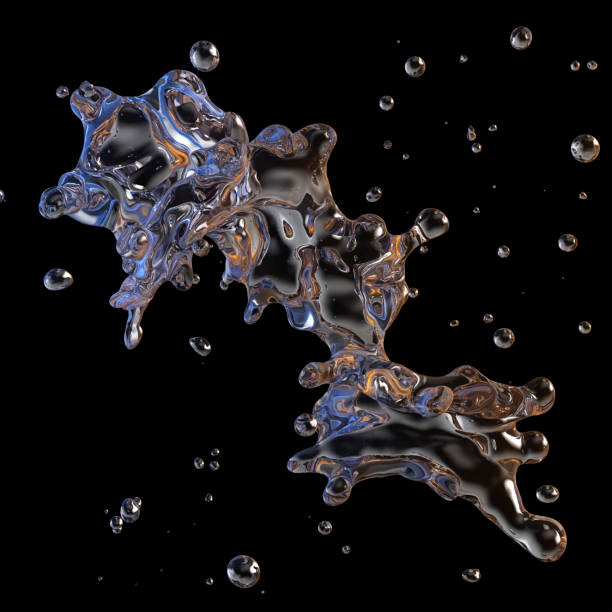 istock Water splash isolated on black background. 3D illustration 1022307936