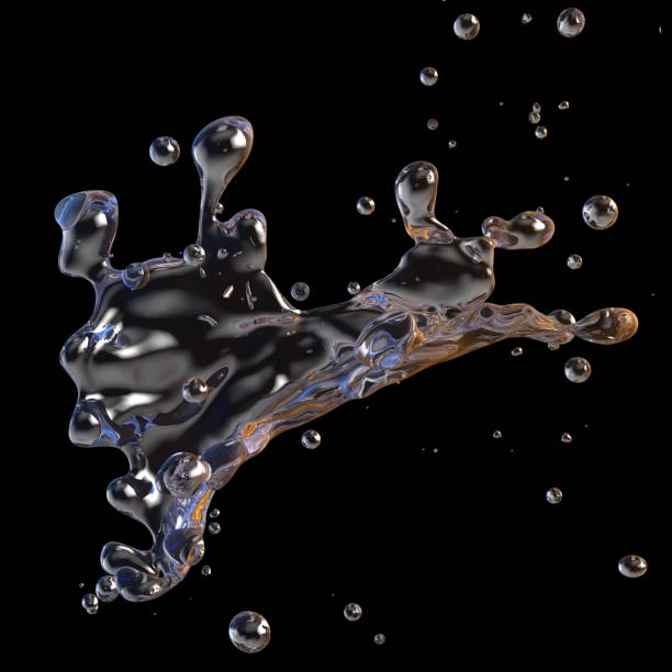 istock Water splash isolated on black background. 3D illustration 1022307972