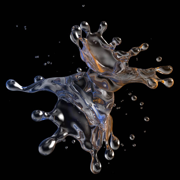 istock Water splash isolated on black background. 3D illustration 1022308046