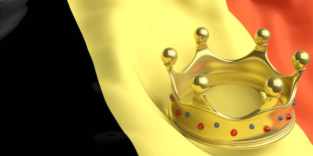 istock Golden crown on Belgium flag.3d illustration 1022317700