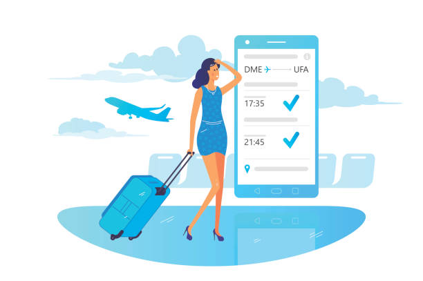 istock Girl looks at flight information on smartphone 1022325434
