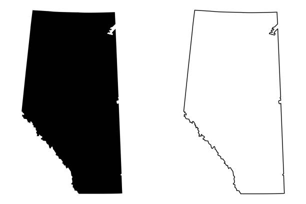 alberta (kanada) karte vektor - alberta stock-grafiken, -clipart, -cartoons und -symbole