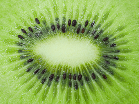 Slice of fresh juicy delicious and healthy kiwi fruit, close up