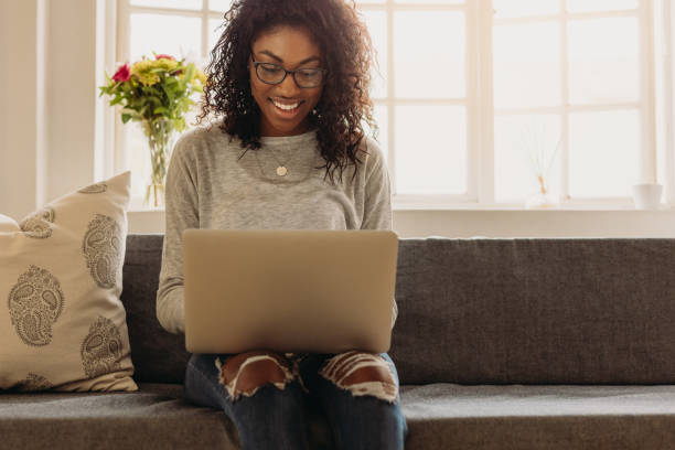 istock Businesswoman working from home on laptop 1022329764