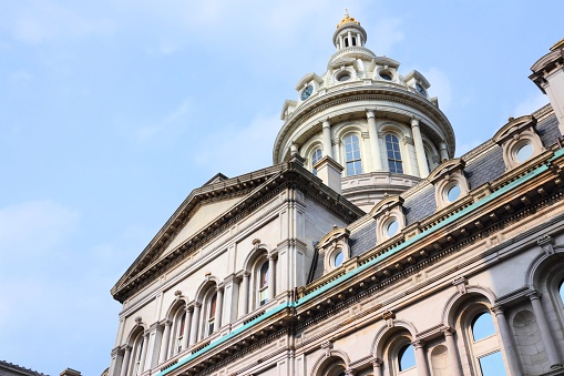 Baltimore, Maryland. City Hall building. Second Empire architecture style.
