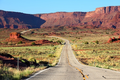 Utah landscape, USA - road across the Castle Valley.