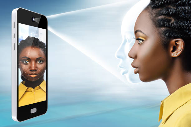 概念的な顔認識技術の側面図です。 - african mask ストックフォトと画像