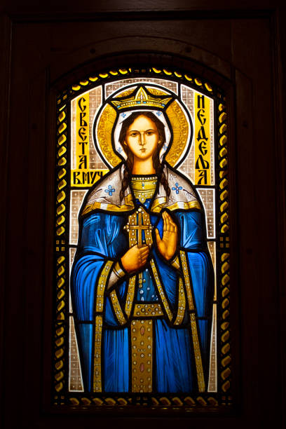 istock Stained glass depicting a saint 1022349184