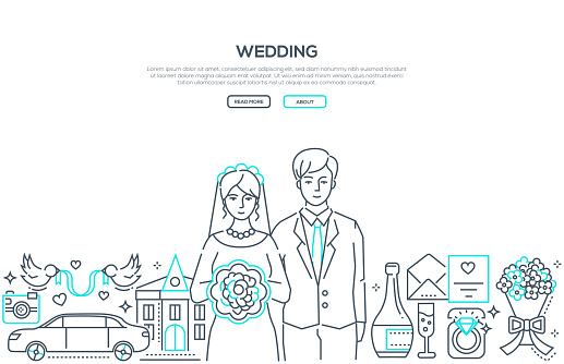 Wedding Line Shape Wedding Line Design Style Banner Stock Illustration - Download Image ...