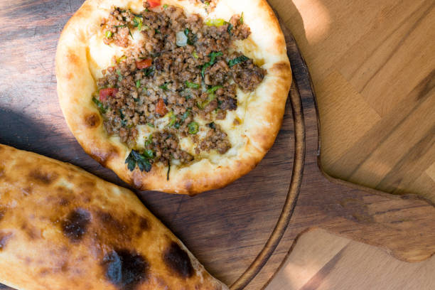 istock Turkish Bafra Pide with Minced Meat Kavurma 1022354504