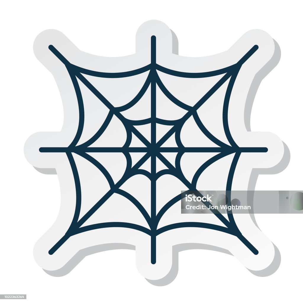 Halloween Line Icon Sticker Web Spider Web stock vector