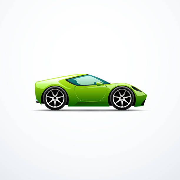 Vector Green Cartoon Sport Car Side View Stock Illustration - Download  Image Now - Sports Car, Green Color, Racecar - iStock