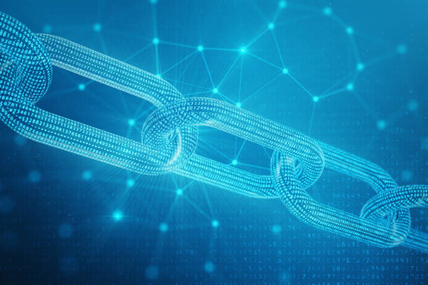 istock 3D illustration digital block chain code. Low polygonal grid of triangles glowing in blue dot network, abstract background. Concept of Network, internet communication 1022368416