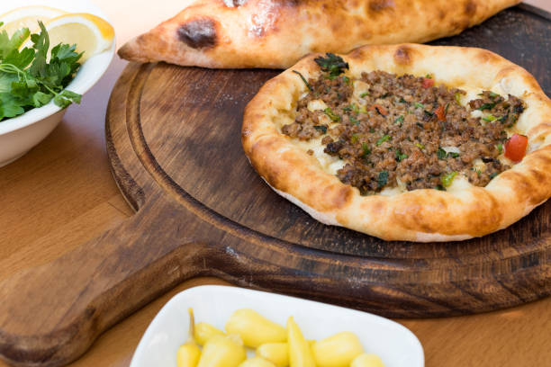 istock Turkish Bafra Pide with Minced Meat Kavurma 1022398228