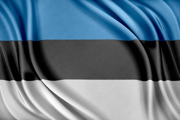 istock Estonia flag. Flag with a glossy silk texture 1022400844