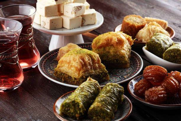 istock Middle eastern or arabic dishes. Turkish Dessert Baklava with pistachio 1022403680