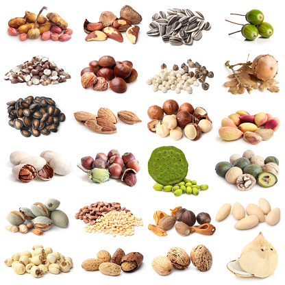 Nuts collection on white background