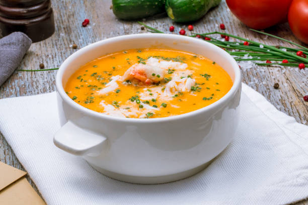 Crab cream soup stock photo