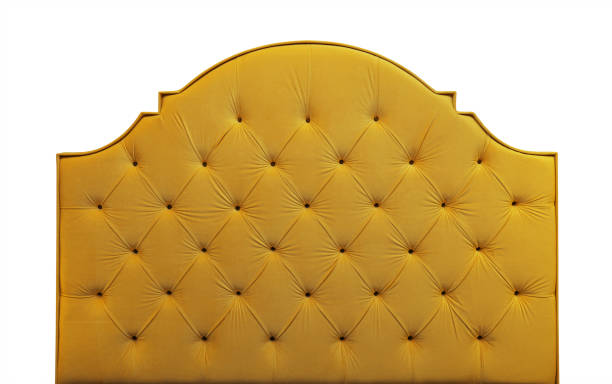 istock Yellow velvet bed headboard isolated on white 1022408224