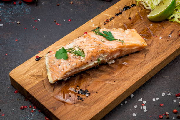 istock Salmon steak on the grill 1022413428